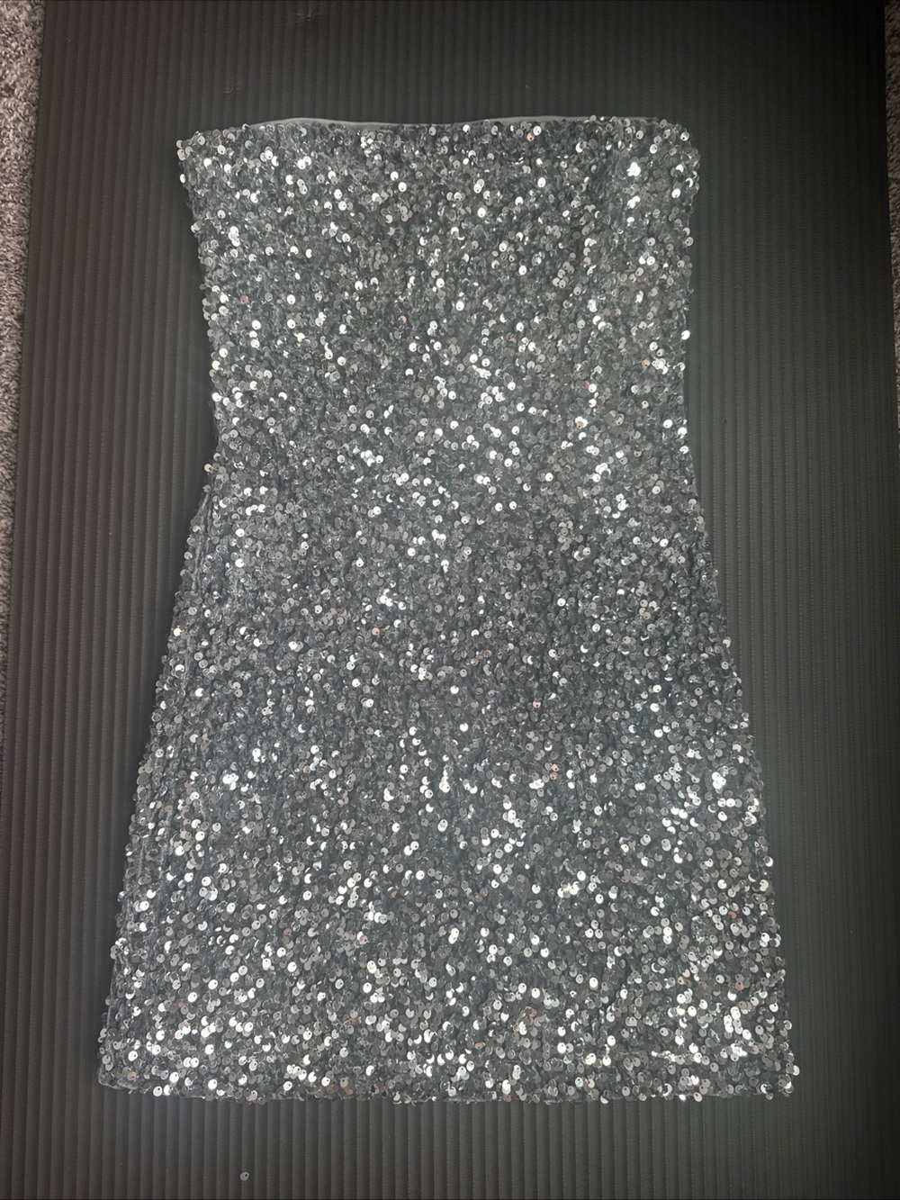 Forever 21 Strapless Silver Sequin Mini Dress